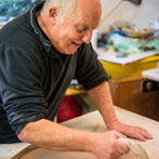 John Higgins at work in his studio 2018